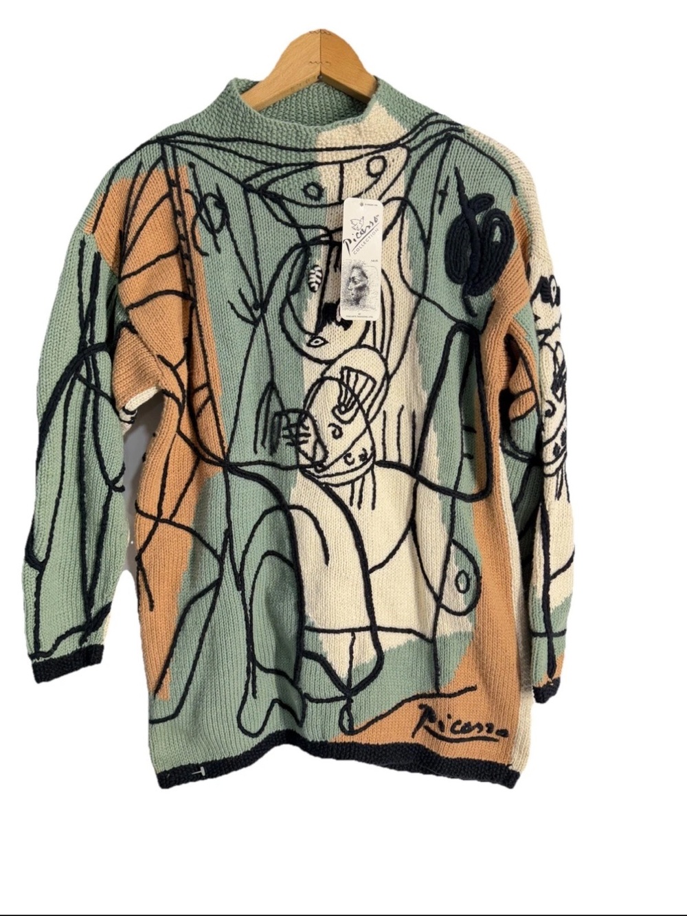 RARE VINTAGE PABLO PICASSO 1926 • THE PAINTER AND HIS MODEL • KNIT SWEATER Small